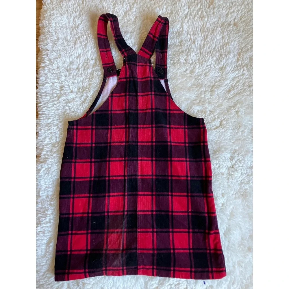 Girls NWTs Red Black Plaid Corduroy Overall Dress‎ Size 14 - Picture 5 of 6